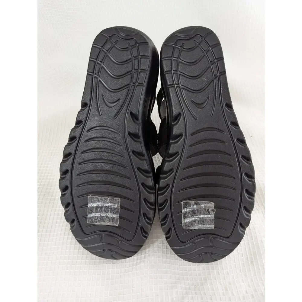 NWOT! SKECHERS! BLACK STRAPPY FAUX SUEDE, VELCRO STRAP SANDALS, HEELS! SZ 7 - Picture 8 of 10